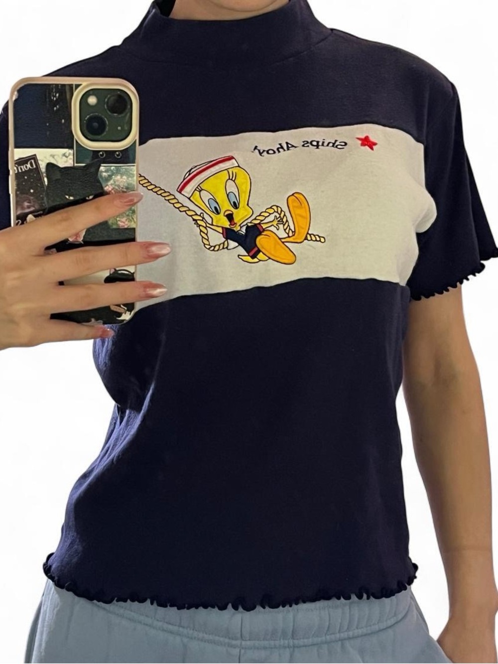 Looney Tunes Navy and White Tweety Short Sleeve Tee